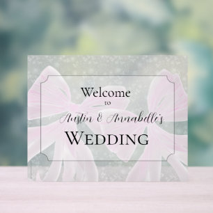 Coquette Pink sheer bows Wedding welcome sign