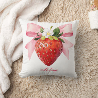 Coquette Pink Strawberry Cushion