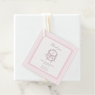Coquette Pink Striped Birthday Favor Tags