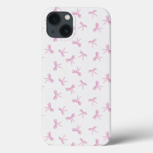 Coquette Pink watercolor Bow on canvas texture iPhone 13 Case