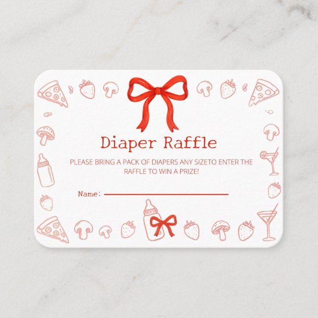 Coquette Pizza Diaper Raffle Ticket (Front)