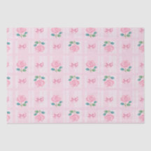 Coquette Plaid Ribbon & Rose Pink