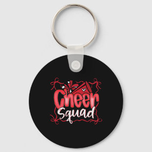 Coquette Pom Poms Bow Cheer Squad Cheerleading Red Key Ring