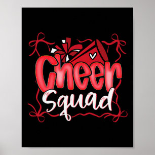 Coquette Pom Poms Bow Cheer Squad Cheerleading Red Poster