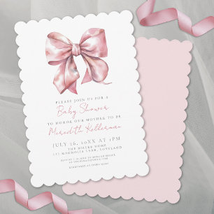 Coquette Posh Pink Bow Girl Baby Shower Invitation