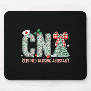 Coquette Preppy Christmas Cna Nurse Christmas Tree Mouse Pad