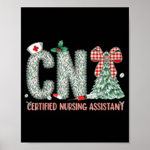 Coquette Preppy Christmas Cna Nurse Christmas Tree Poster
