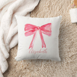 Coquette Preppy Pink Bow Baby Girl Kids Cushion