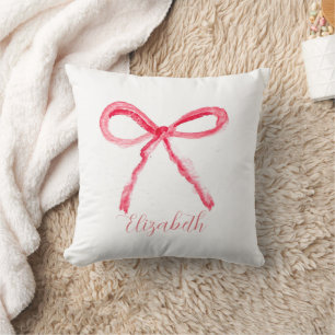Coquette Preppy Pink Bow Baby Girl Kids Cushion