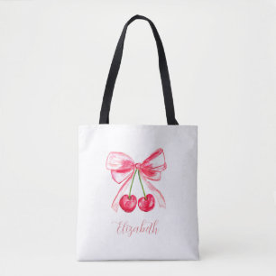 Coquette Preppy Pink Bow Baby Girl Kids Watercolor Tote Bag