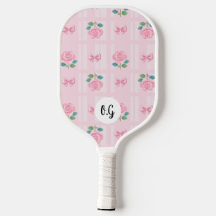Coquette Preppy Plaid Ribbon and Rose Pickleball Paddle