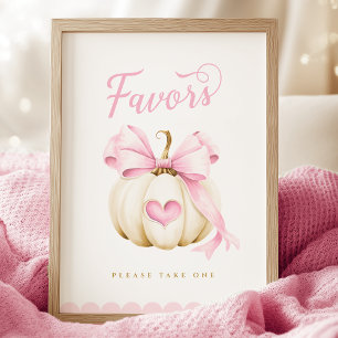Coquette Pumpkin Baby Shower Favours Sign 