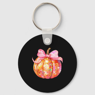 Coquette Pumpkin Bow Disco Ball Cute Girly Hallowe Key Ring