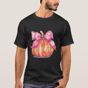 Coquette Pumpkin Bow Disco Ball Cute Girly Hallowe T-Shirt