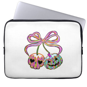 Coquette Pumpkin Cherries Halloween Laptop Sleeve