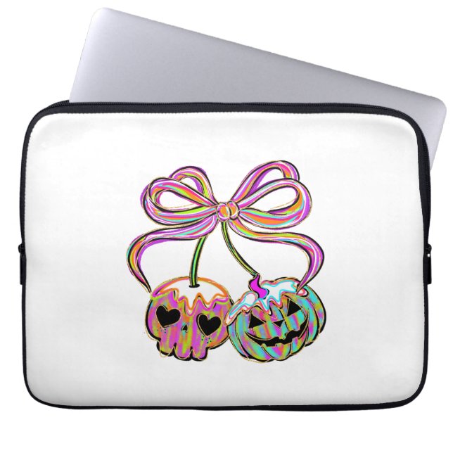 Coquette Pumpkin Cherries Halloween Laptop Sleeve (Front)