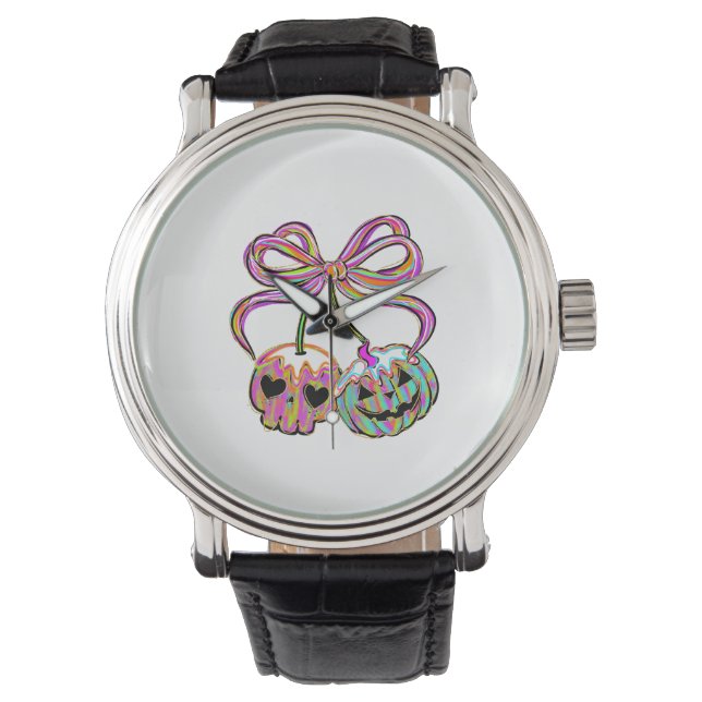 Coquette Pumpkin Cherries Halloween Watch (Front)