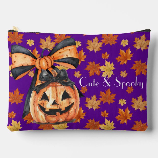Coquette Pumpkin Fall/Halloween Cute  Accessory Pouch (Front)