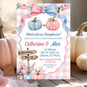 Coquette Pumpkin Gender Reveal Invitation