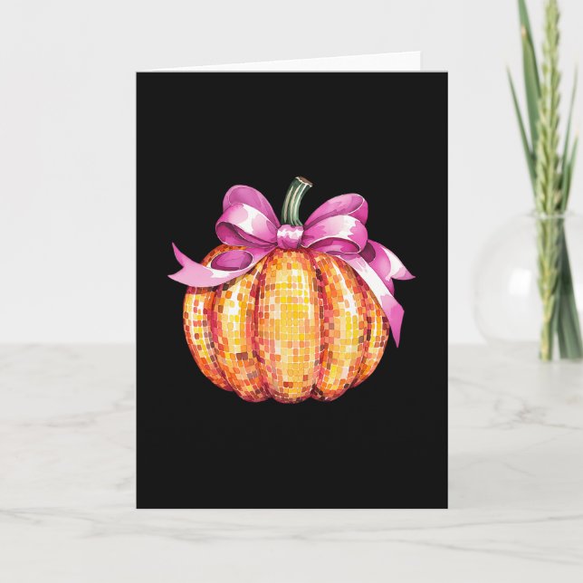 Coquette Pumpkin Pink Bow Fall Y'all Thanksgiving  Card (Front)