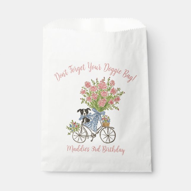 Coquette Puppy Birthday Party Treat Bags (Front)