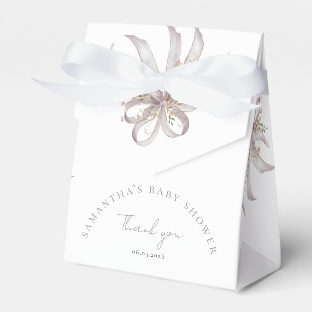 Coquette purple bow baby shower favour box (Front Side)