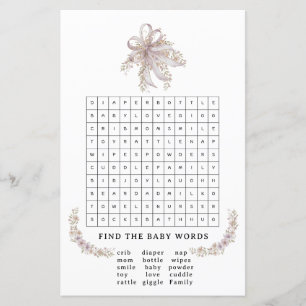 Coquette purple bow baby shower game