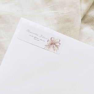 Coquette purple bow baby shower Return Address Label