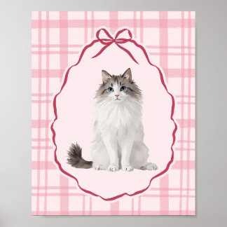 Coquette Rag Doll Cat Pink Watercolor Poster