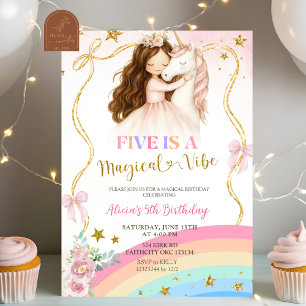 Coquette Rainbow Pastel Unicorn Magical Birthday Invitation