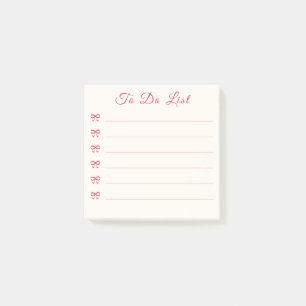 Coquette Red Bow Bullet Point To Do List Post-it Notes