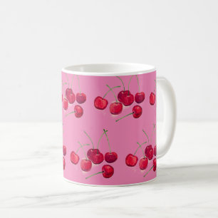 Coquette red Cherries fruit pattern Food pink  Coffee Mug