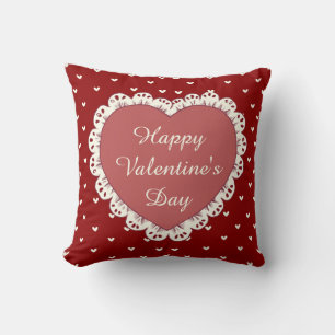 Coquette Red Heart Happy Valentine's Day Cushion