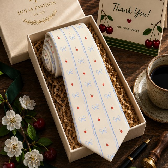 Coquette Red Sweet Cherry Pattern Tie (Creator Uploaded)