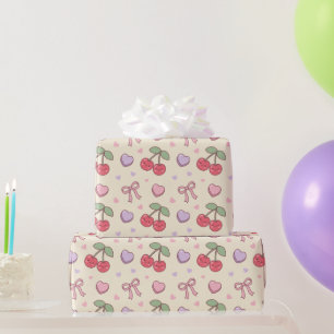 Coquette Red Sweet Cherry Pattern Wrapping Paper