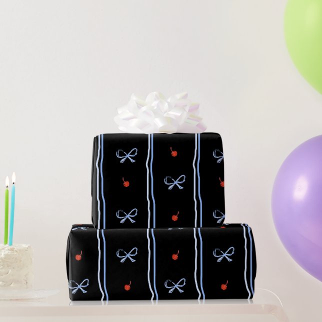Coquette Red Sweet Cherry Pattern Wrapping Paper (Party Gifts)