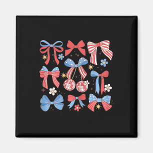 Coquette Red White & Blue Patriotic Bows Retro Magnet