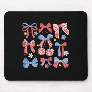 Coquette Red White & Blue Patriotic Bows Retro Mouse Pad