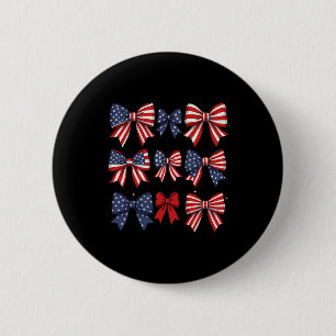 Coquette Red White And Blue Patriotic Bows Retro J 6 Cm Round Badge