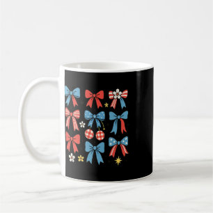 Coquette Red White And Blue Patriotic Bows Retro J Coffee Mug
