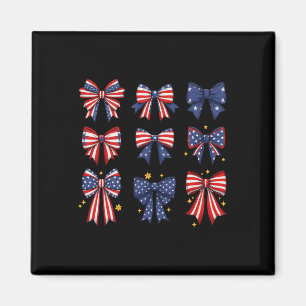 Coquette Red White And Blue Patriotic Bows Retro J Magnet