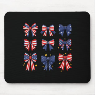 Coquette Red White And Blue Patriotic Bows Retro J Mouse Pad