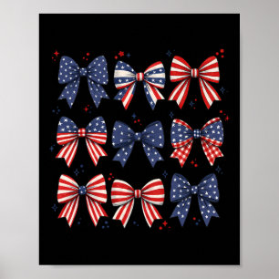 Coquette Red White And Blue Patriotic Bows Retro J Poster
