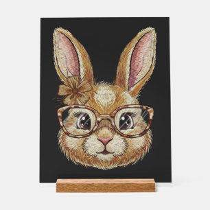 Coquette Retro Leopard Happy Easter Bunny Trendy Acrylic Sign