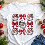 Coquette Retro Santa Faces and Red Bows Christmas<br><div class="desc">Add a touch of coquette charm to your holiday wardrobe with this retro Santa faces and red bows Christmas shirt. Featuring nostalgic illustrations of Santa Claus paired with delicate polka-dot bows, this design exudes a vintage and playful holiday vibe. Perfect for those who love combining the festive spirit with a...</div>