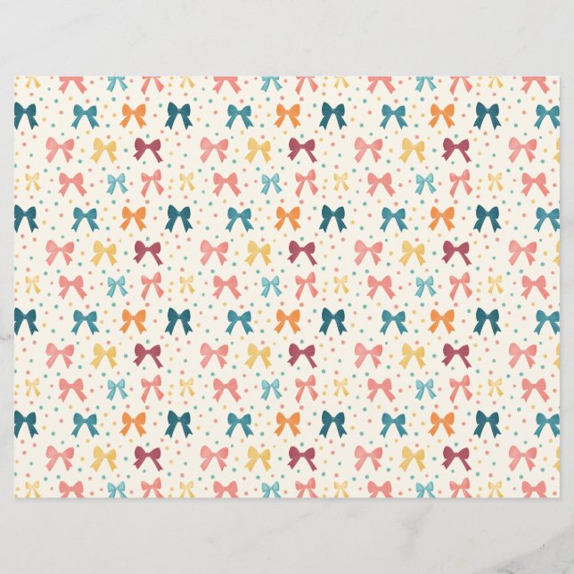 Coquette Ribbon Pattern Polka Dots Scrapbook Paper (Back)