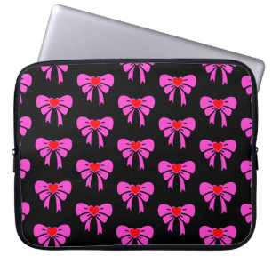 Coquette Ribbon Pattern Red Pink Black y2k Preppy  Laptop Sleeve