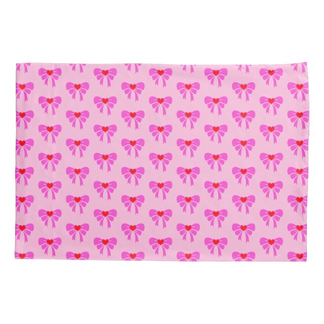Coquette Ribbon Pattern y2k Retro Preppy Pink  Pillowcase (Back)