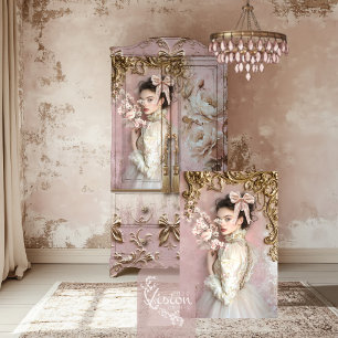 Coquette Romantic Baroque Portrait Bird Floral Tissue Paper