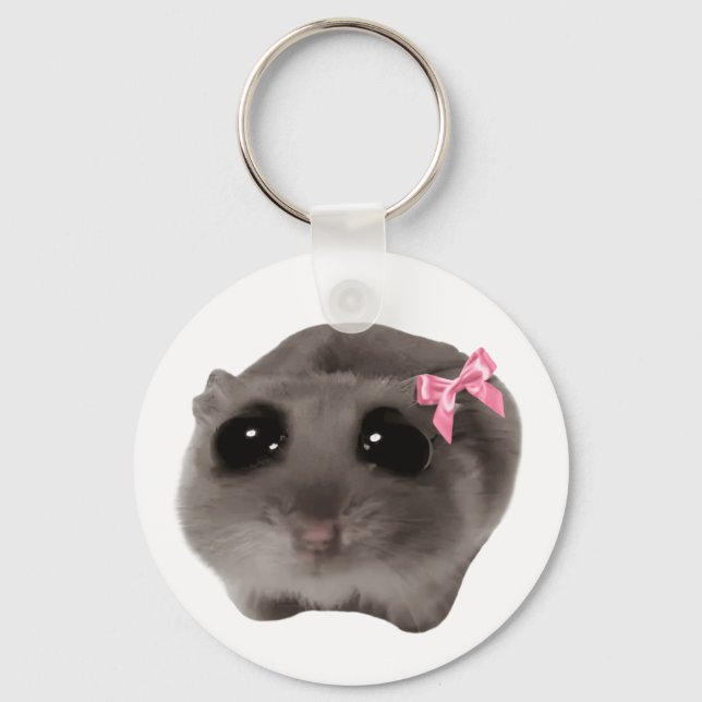Coquette Sad Hamster Meme Double Sided Keychain (Front)